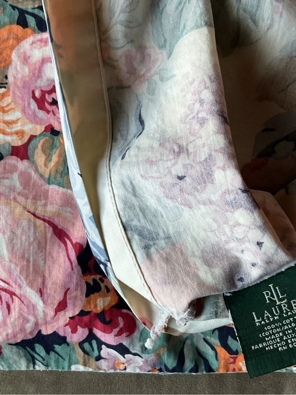 VTG 2X LAUREN RALPH LAUREN Allison Floral Standard Pillowcases Made in USA-Rare!